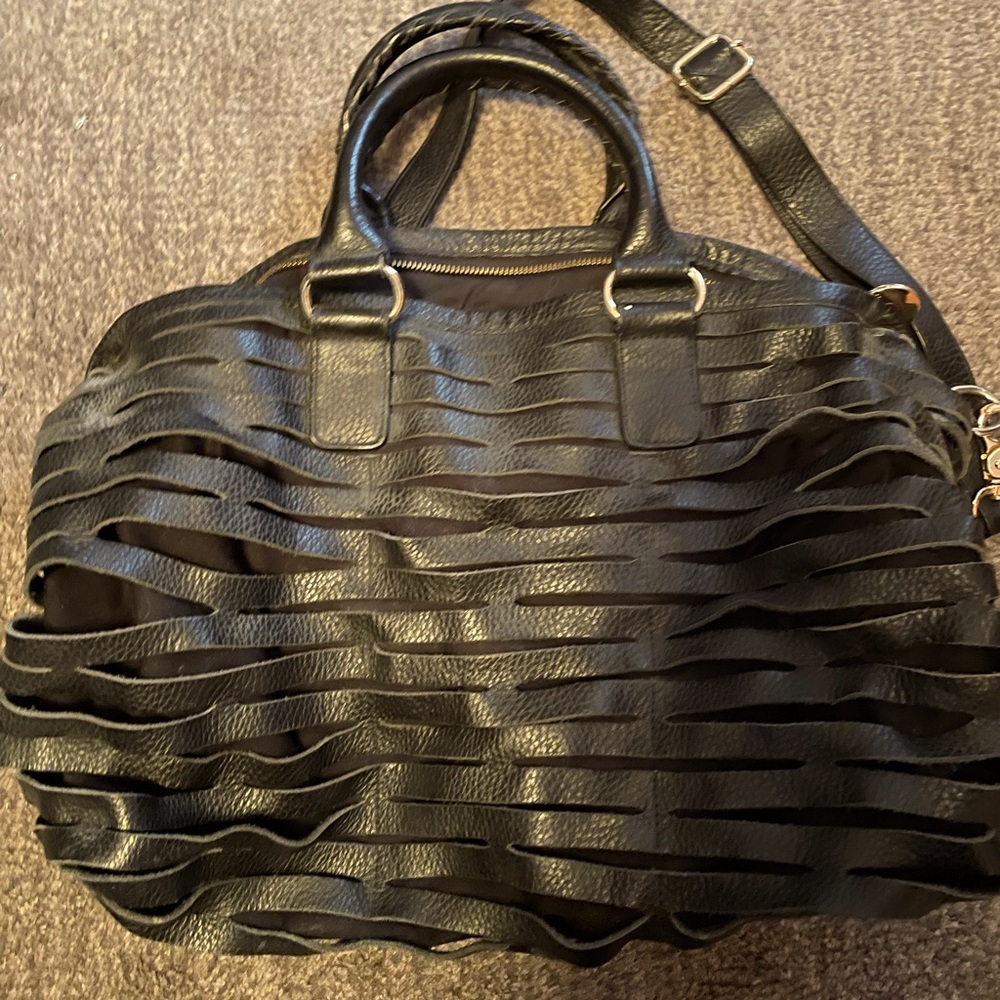 Romygold Black Leather Shoulder Bag